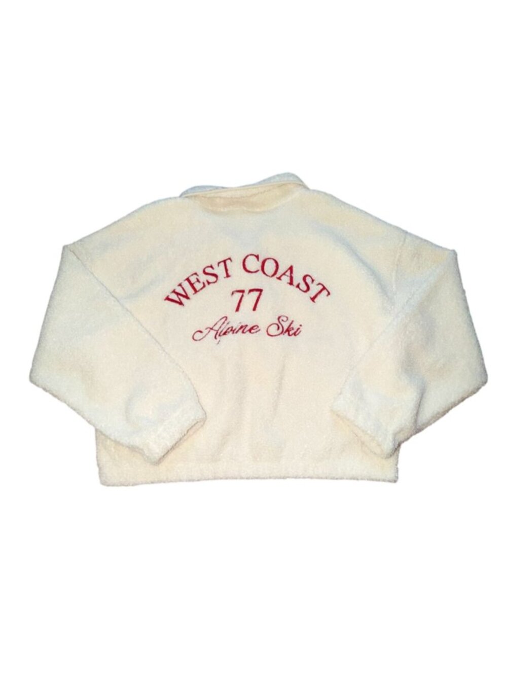 American Eagle AE Sherpa Fleece Graphic Henley Sweatshirt-Cream-Small-NWT - Picture 4 of 5